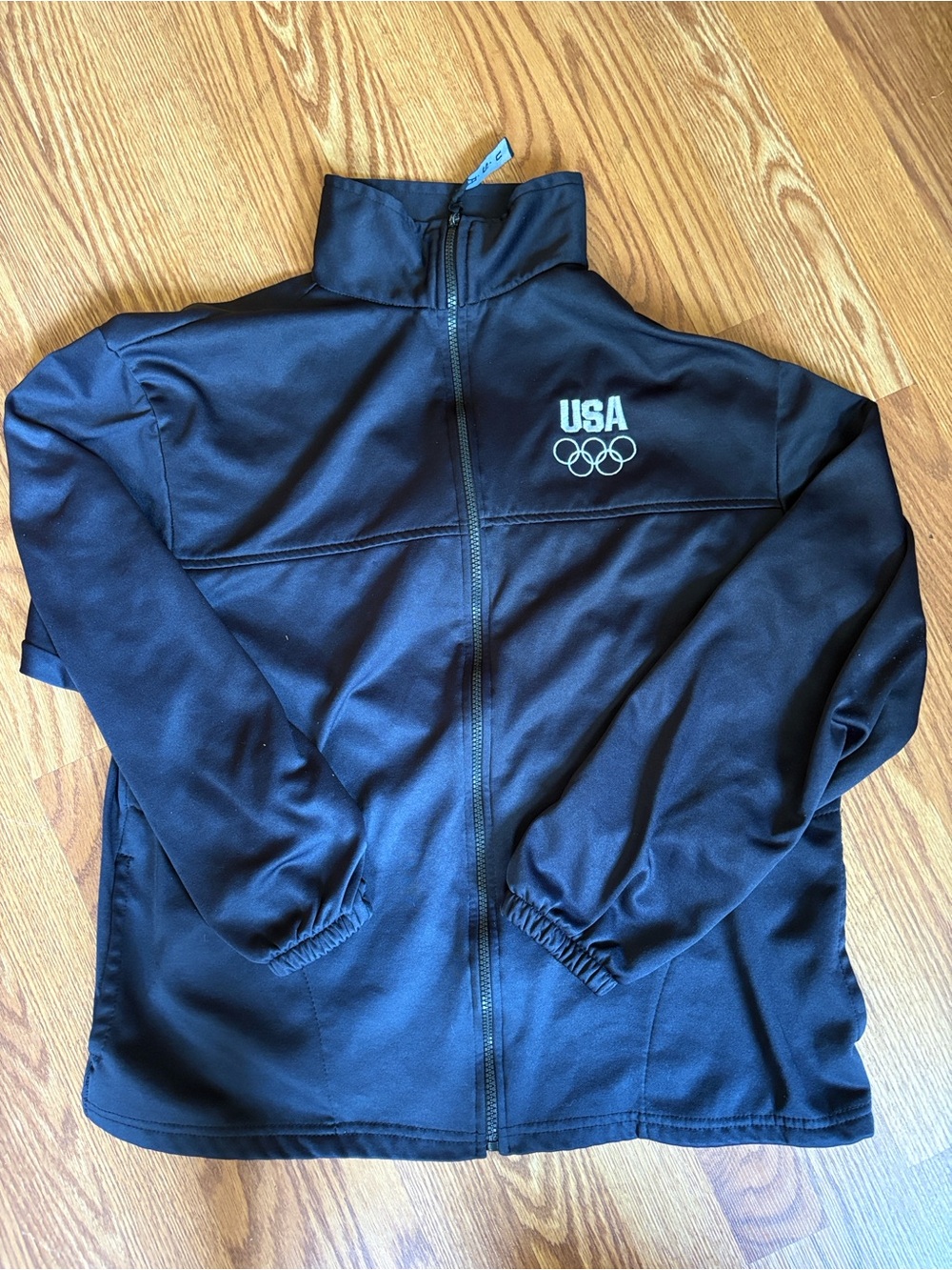USA Olympic Black Full-Zip Track Jacket